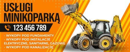 Baner reklamowy mini-koparka usługi 200x100 cm