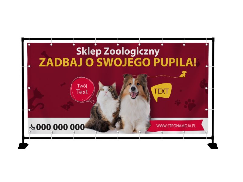 BANER PREMIUM - SKLEP ZOOLOGICZNY - 200X100 CM - SUPER JAKOŚĆ!