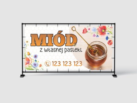 BANER REKLAMOWY - MIÓD Z WŁASNEJ PASIEKI - 200X100 CM