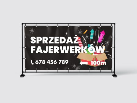 BANER REKLAMOWY - SPRZEDAŻ FAJERWERKÓW - STRZAŁKA -200X100 CM