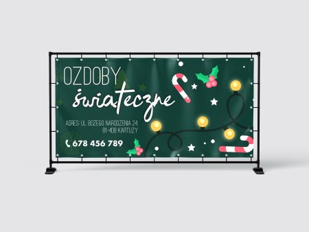 BANER REKLAMOWY - OZDOBY ŚWIĄTECZNE WZ4 - 200X100 CM - SUPER JAKOŚĆ!