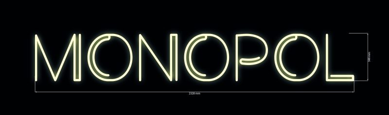 neon LED z napisem “MONOPOL” o wymiarach 2330 x 350 mm