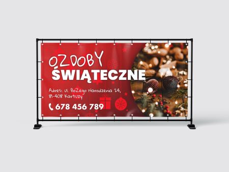 BANER REKLAMOWY - OZDOBY ŚWIĄTECZNE WZ3 - 200X100 CM - SUPER JAKOŚĆ!